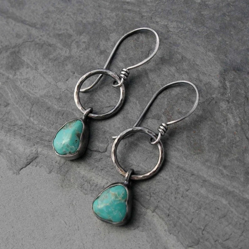 Long Minimalist Retro Turquoise Exaggerating Unique Eardrops