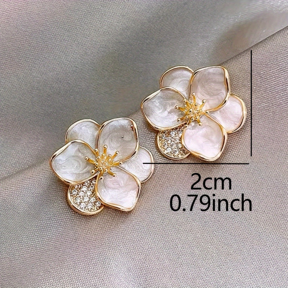 Oil-spot Glaze Flowers Ear Studs Earrings