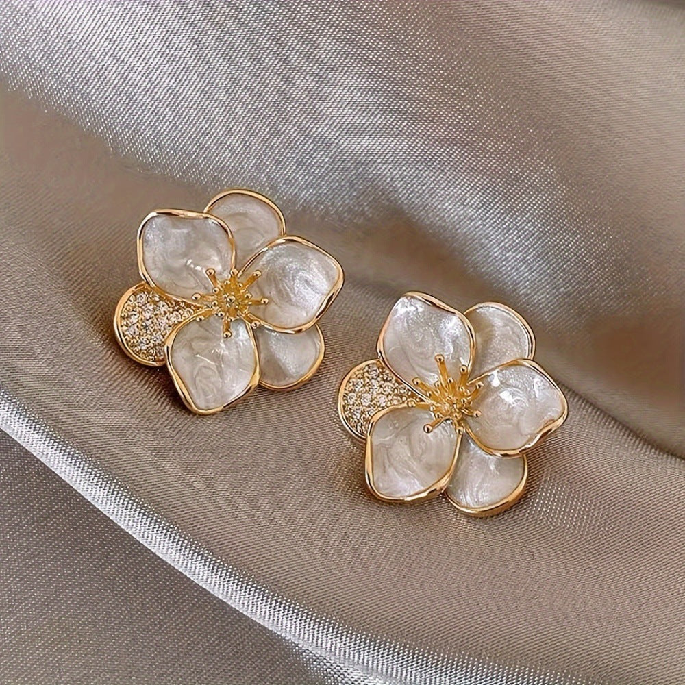 Oil-spot Glaze Flowers Ear Studs Earrings