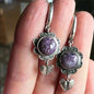 Vintage Round Purple Natural Stone National Style Earrings