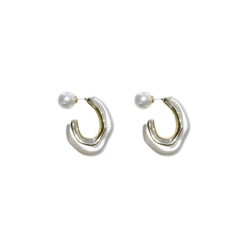 Geometric U-shaped Pearl Earrings For Women New