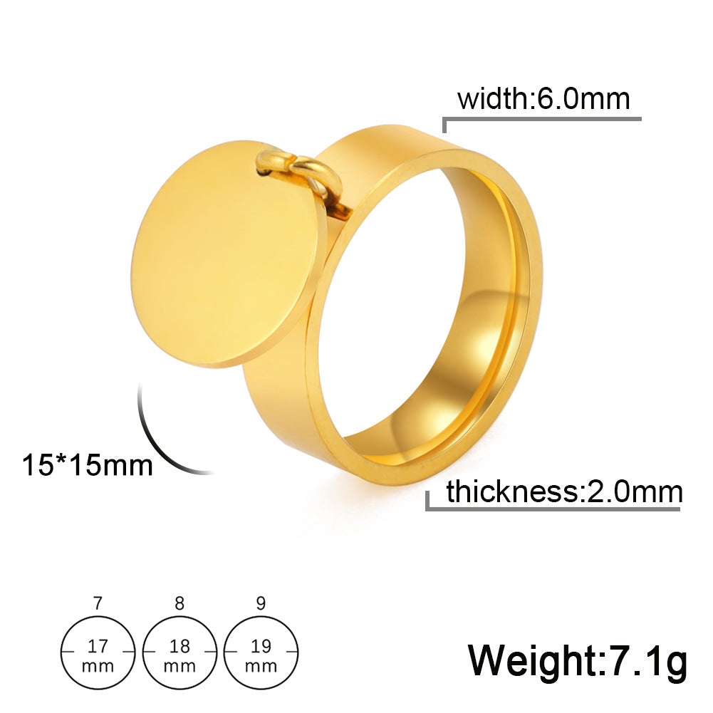 6MM Wide Hanging Wafer Fashion Simple Titanium Steel Ring