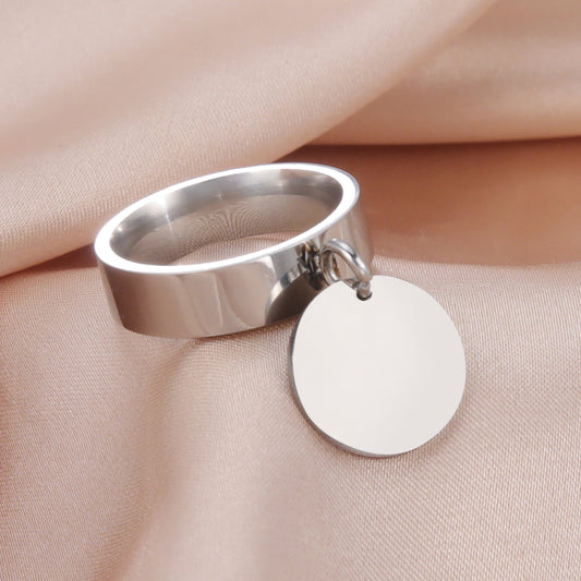 6MM Wide Hanging Wafer Fashion Simple Titanium Steel Ring