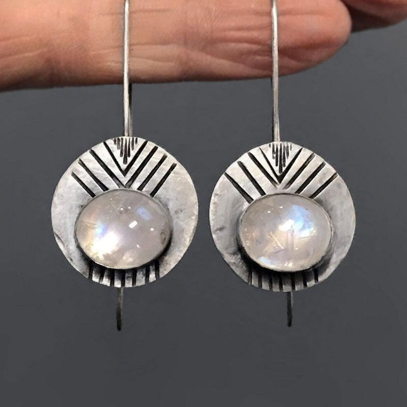 Fashion Personality Retro Moonstone Earrings Women