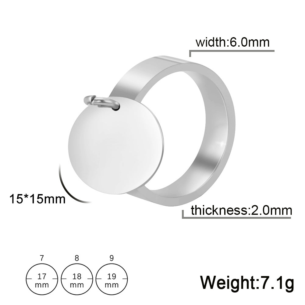 6MM Wide Hanging Wafer Fashion Simple Titanium Steel Ring