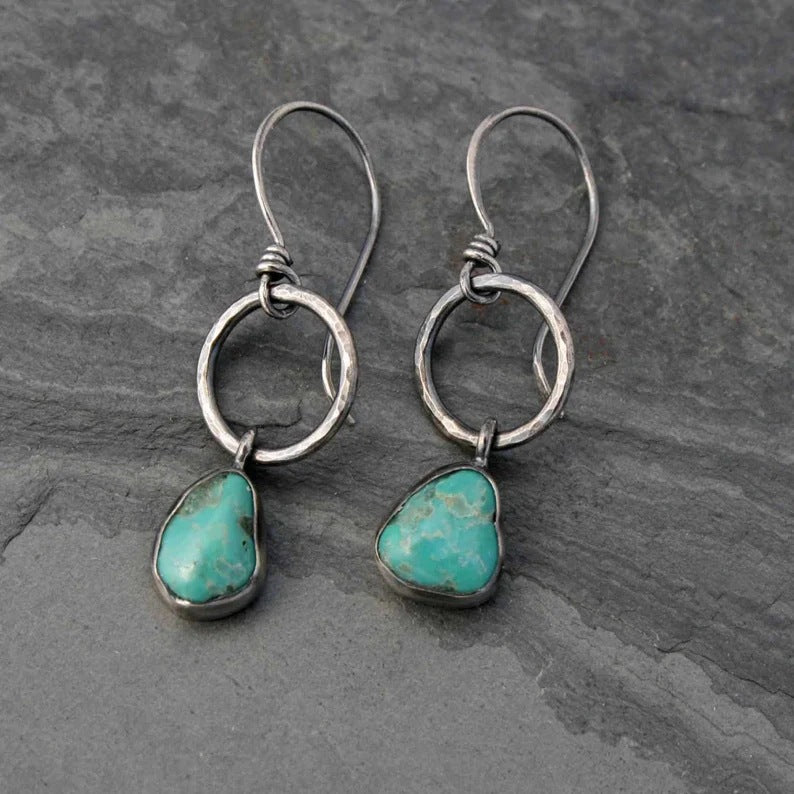 Long Minimalist Retro Turquoise Exaggerating Unique Eardrops