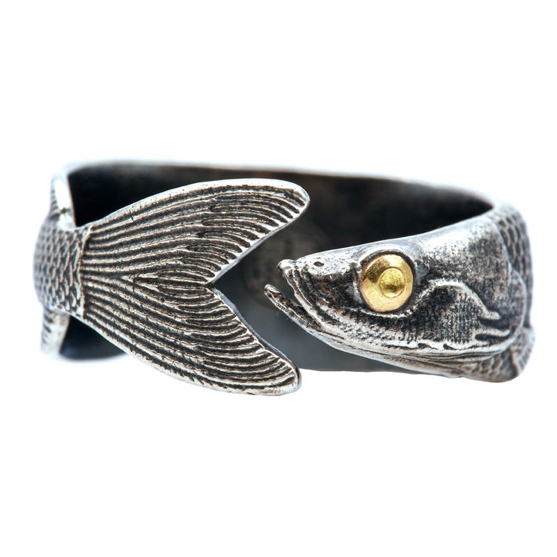 Original Fish-shaped Fashion All-match S925 Thai Silver Open Pleasant Ring