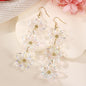 Flower Earrings Long Floral Diamond Tassel