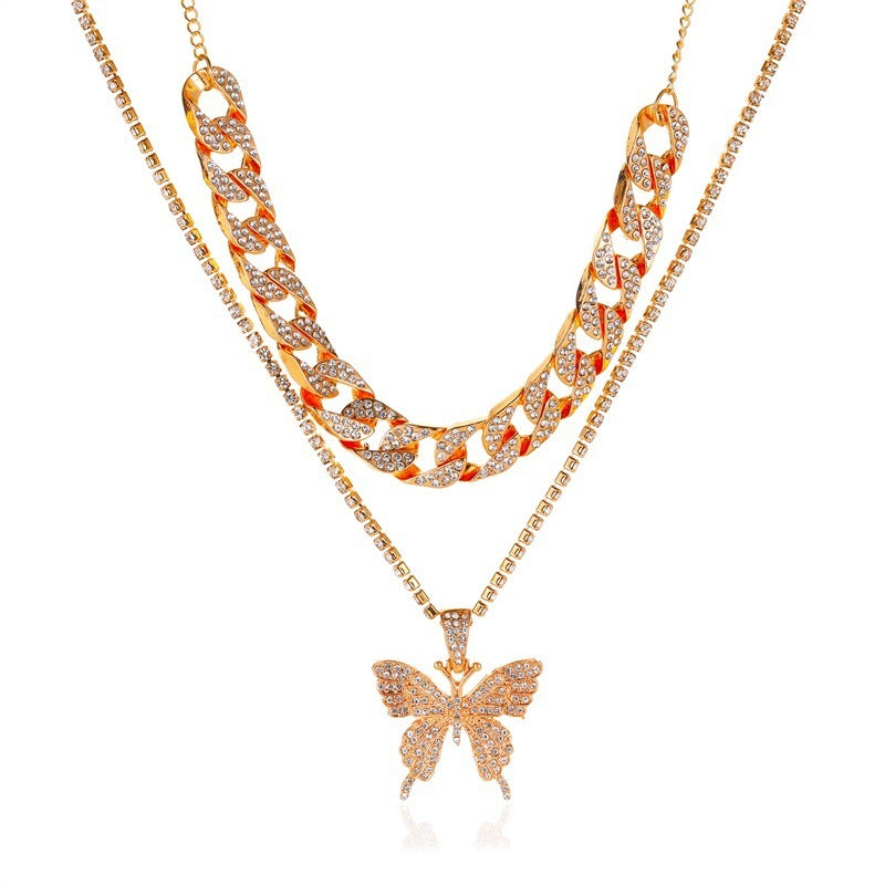 Rhinestone butterfly necklace