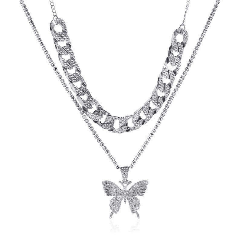 Rhinestone butterfly necklace