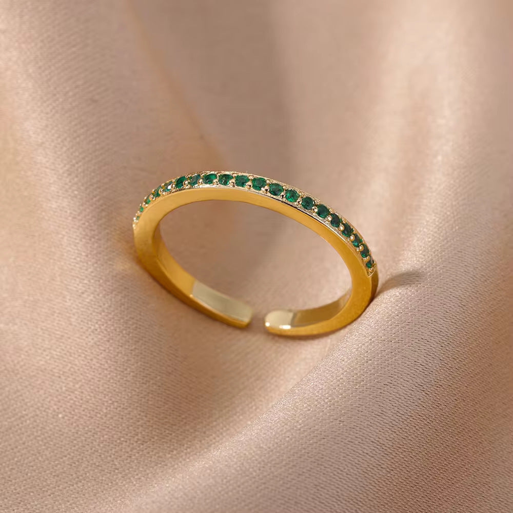 European And American Zircon Fashion Design 18K Gold-plated Ring Ornament