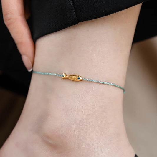 Lucky Koi Anklet Fish Braided Anklet Extremely Fine 18K Gold Plating Summer