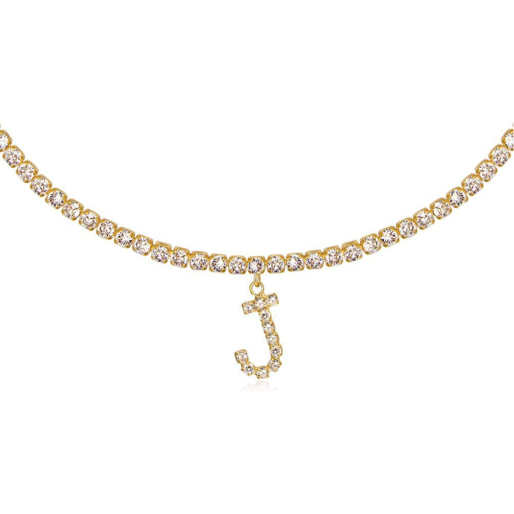 Europe And America Creative Decorative Diamond Letters Necklace Fashion Jewelry