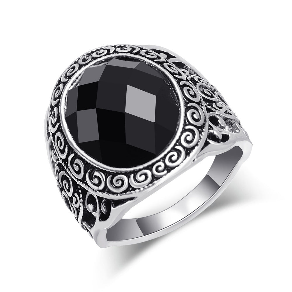 Agate-like Diamond Cut Face Ring