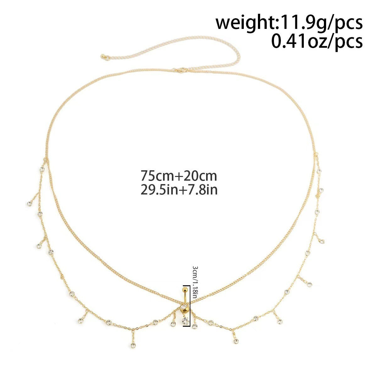 Women's Personalized Zircon Navel Stud Body Chains