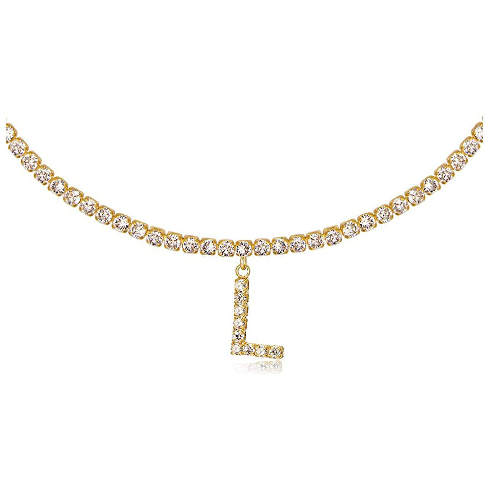 Europe And America Creative Decorative Diamond Letters Necklace Fashion Jewelry