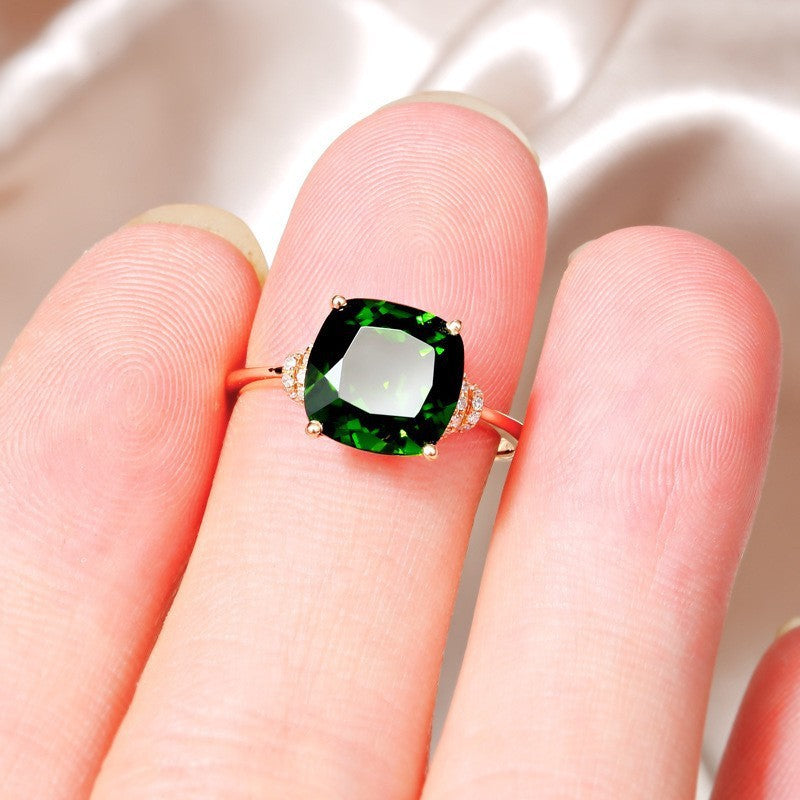 Emerald Ring Female Crystal Gem Ring