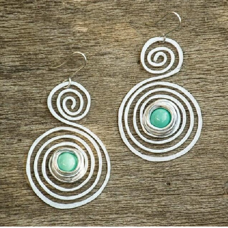 Fashion Nation Spiral Bluestone Drop Women's Earrings