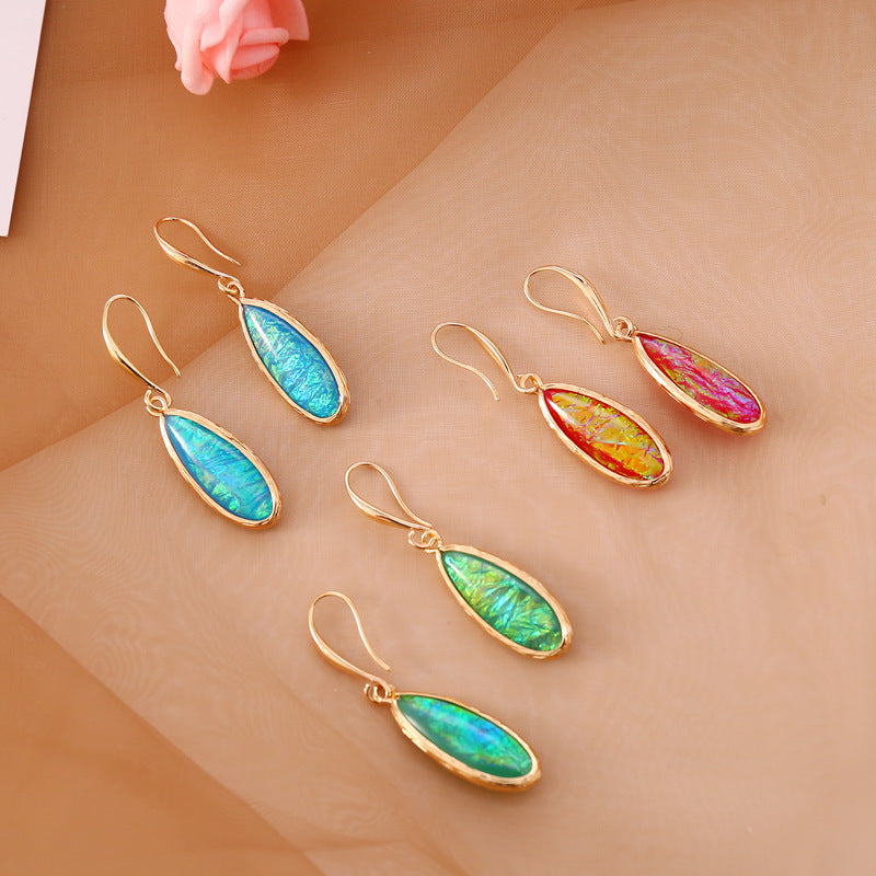 Multi-Color Semi-precious Stone Ear Hook Female Temperament