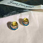 Color Painting Oil Three-layer Round Cake Stud Earrings For Women