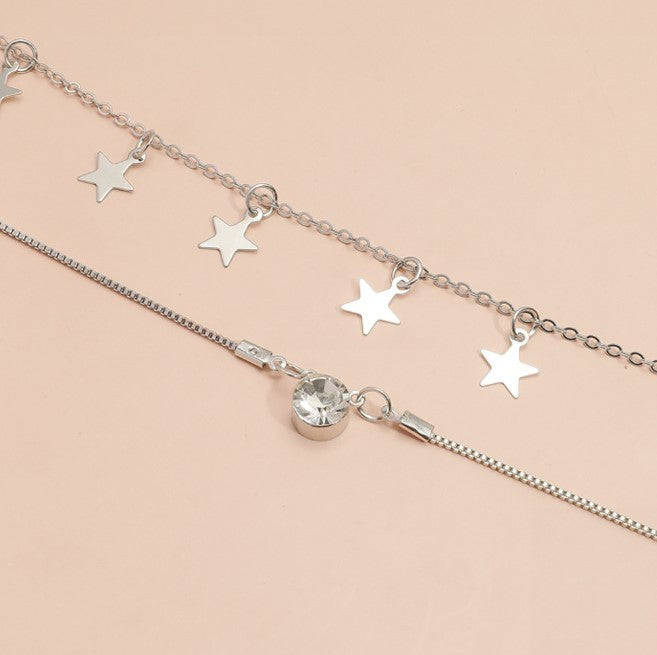 Necklace Star Pentagram Pendant Diamond Necklace Clavicle Chain