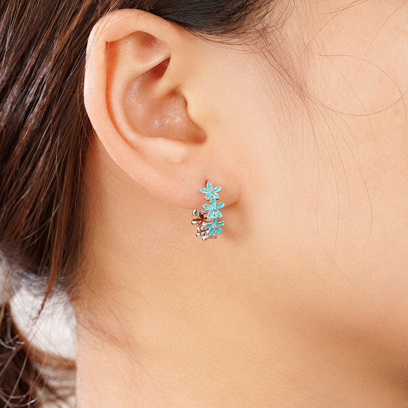 Flower Flower Earrings Female Drop Oil Design