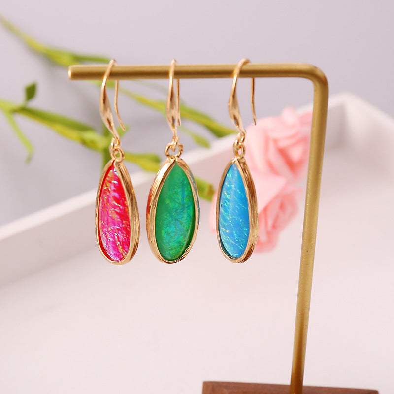 Multi-Color Semi-precious Stone Ear Hook Female Temperament