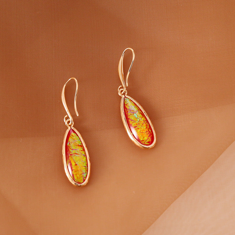 Multi-Color Semi-precious Stone Ear Hook Female Temperament