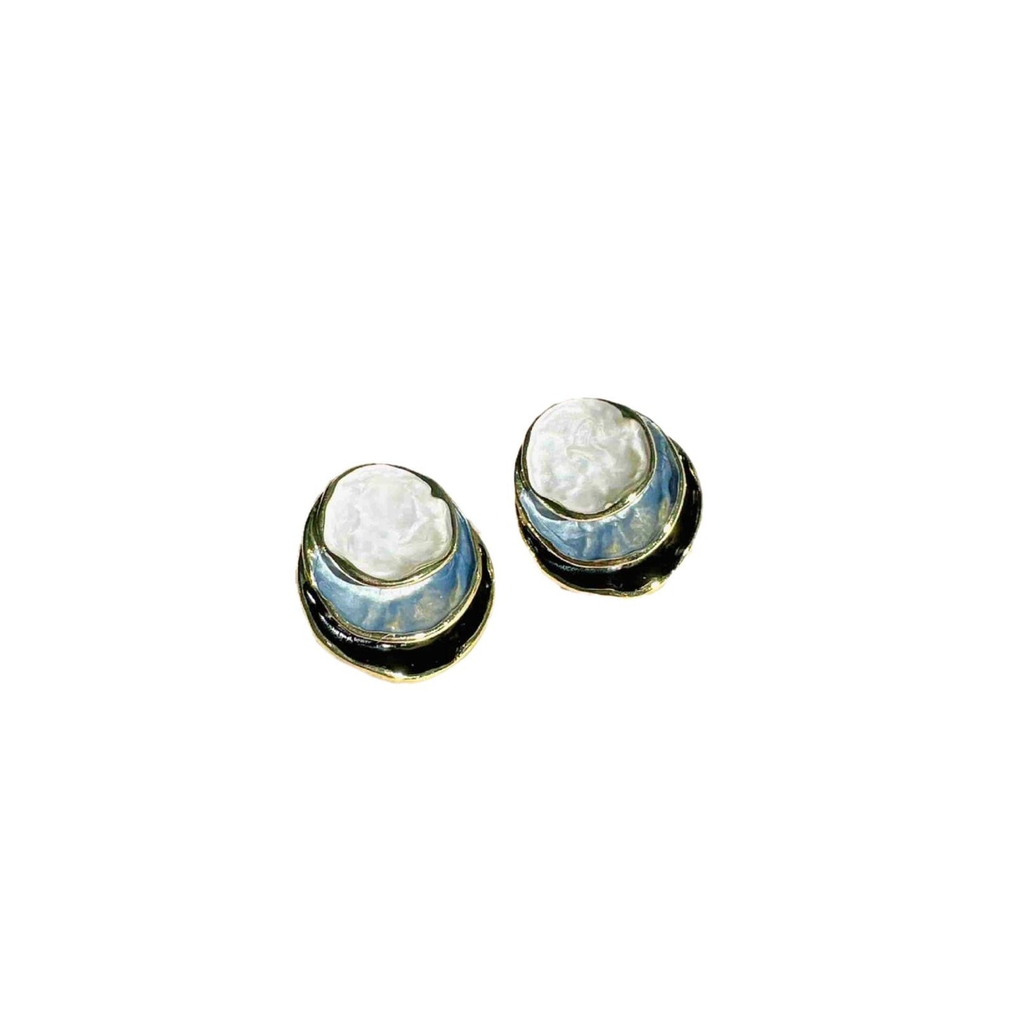 Color Painting Oil Three-layer Round Cake Stud Earrings For Women